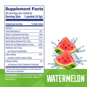 Watermelon Electrolyte Mix – Zero Sugar Premium Electrolyte Stick Packs (30 Sticks)