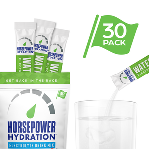 Watermelon electrolyte mix stick pack by Horsepower Hydration, zero sugar, designed for hydration and refreshment.